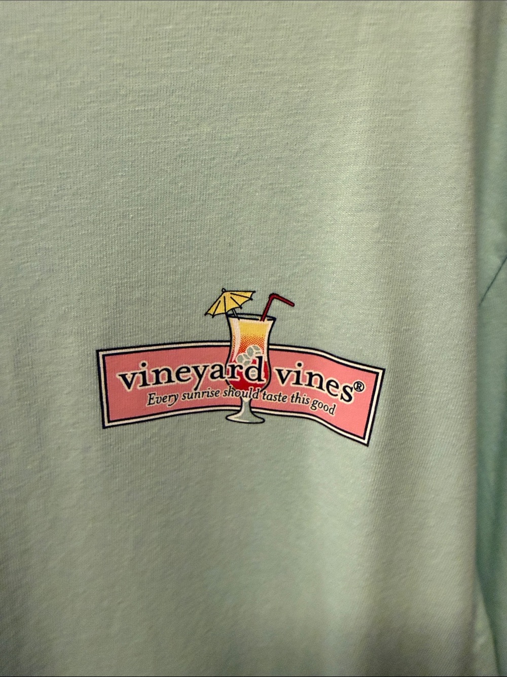 Vineyard Vines Seafoam Long Sleeve Tee with Pink Logo - Picture 3 of 5